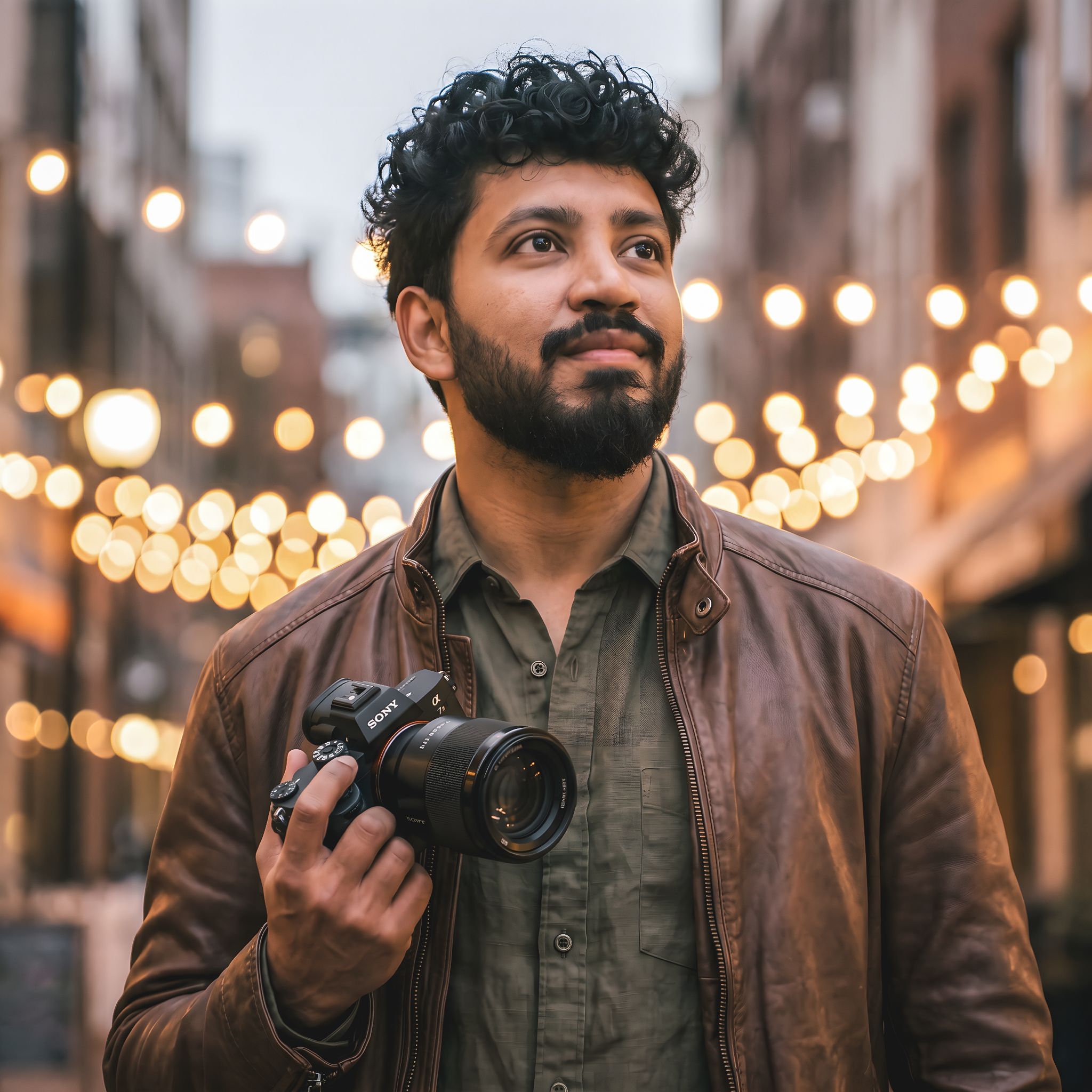 Azad, founder and lead photographer, holding a camera